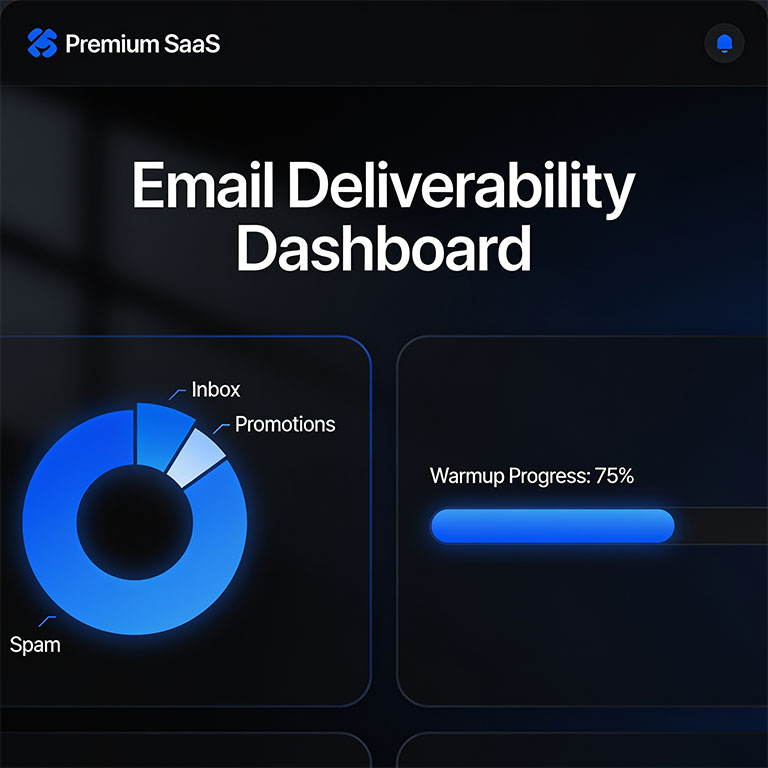 Email deliverability dashboard showing 95% inbox placement with domain warmup and reputation monitoring